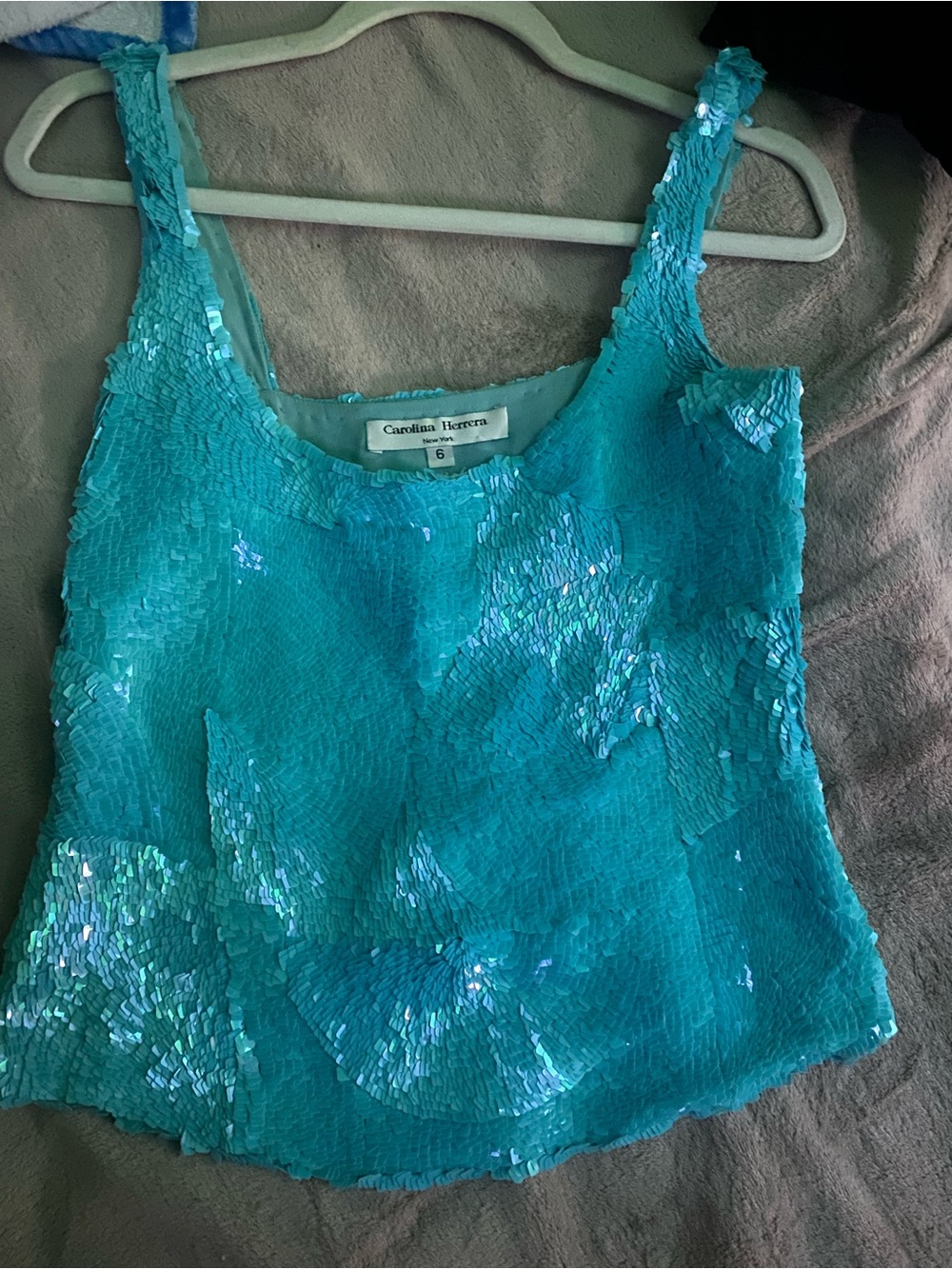 Carolina Herrera Turquoise Sequin Camisole